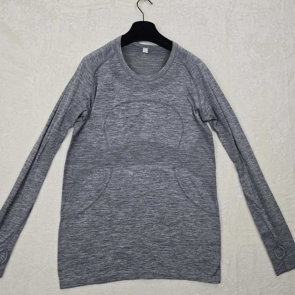 Lululemon Swiftly Tech‎ Shirt Women's Size 12 Gray Run Long Sleeve Stretch Yoga